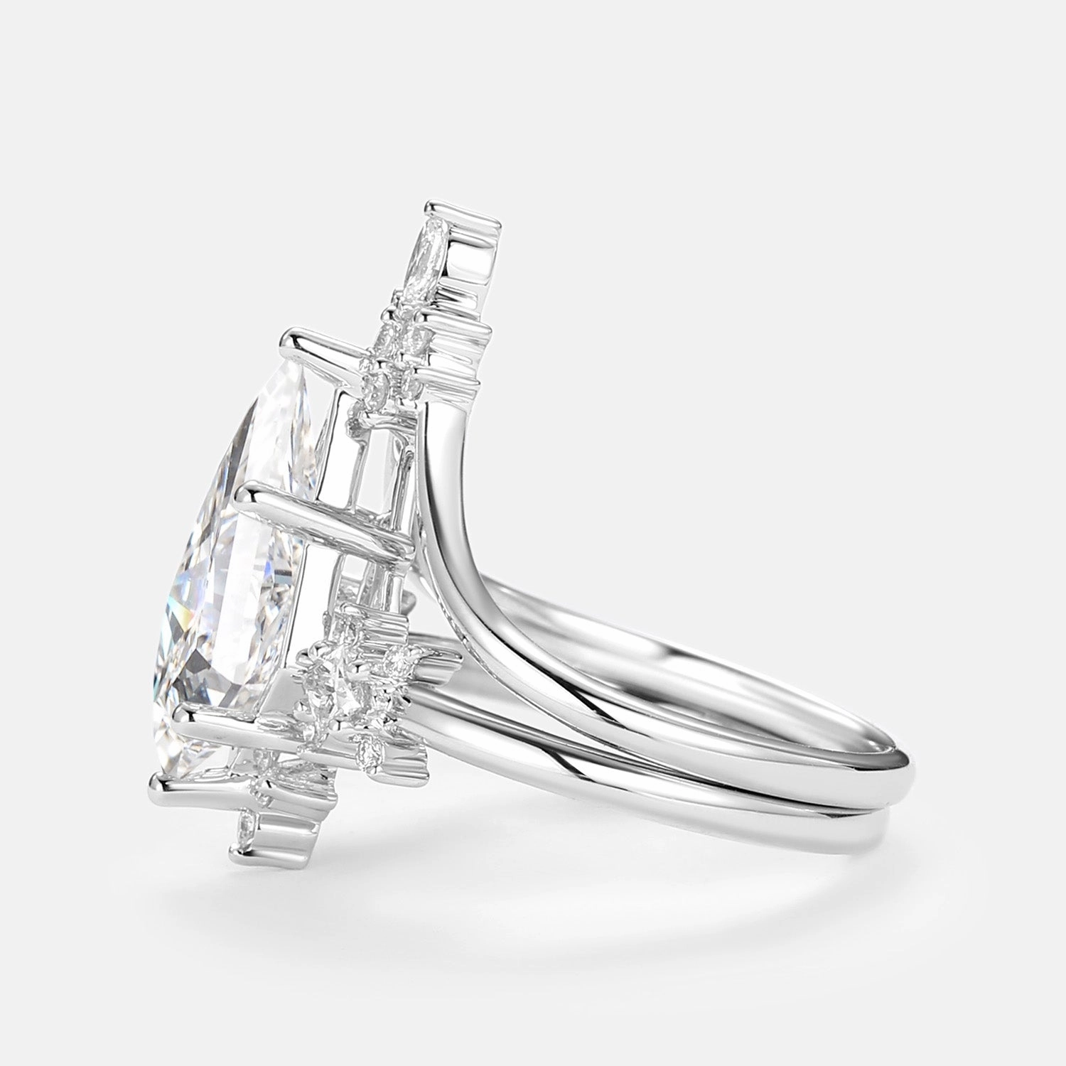 Designer Work Kite Lab Grown Diamond Minimalist Engagement Ring Set 2pcs - Audrey