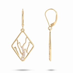 Ko?olau Waterfall Earrings in Gold with Diamonds - 22mm Warm Accent Event Outfit