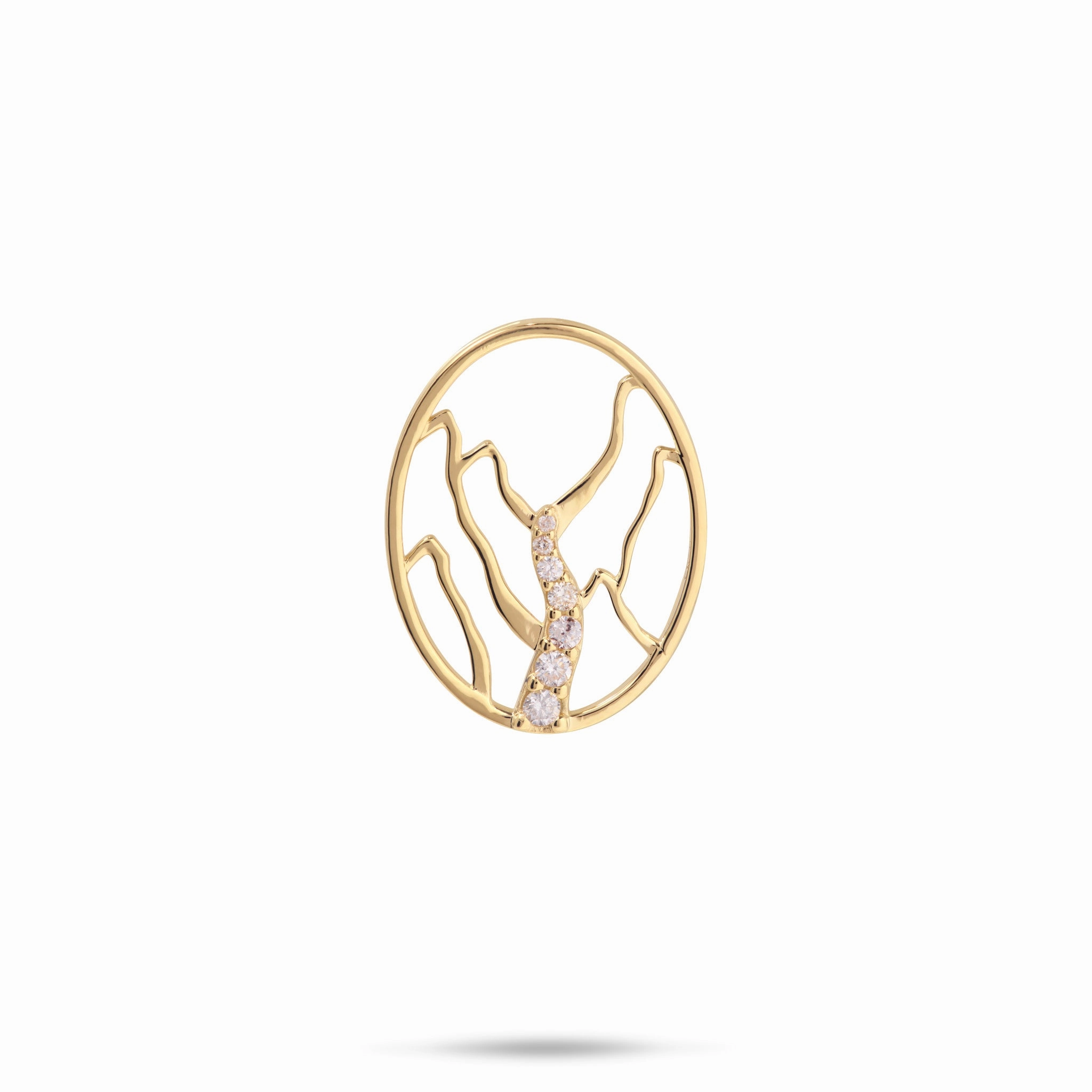 Refined Glance Handcrafted Beauty Ko?olau Waterfall Pendant in Gold with Diamonds - 20mm