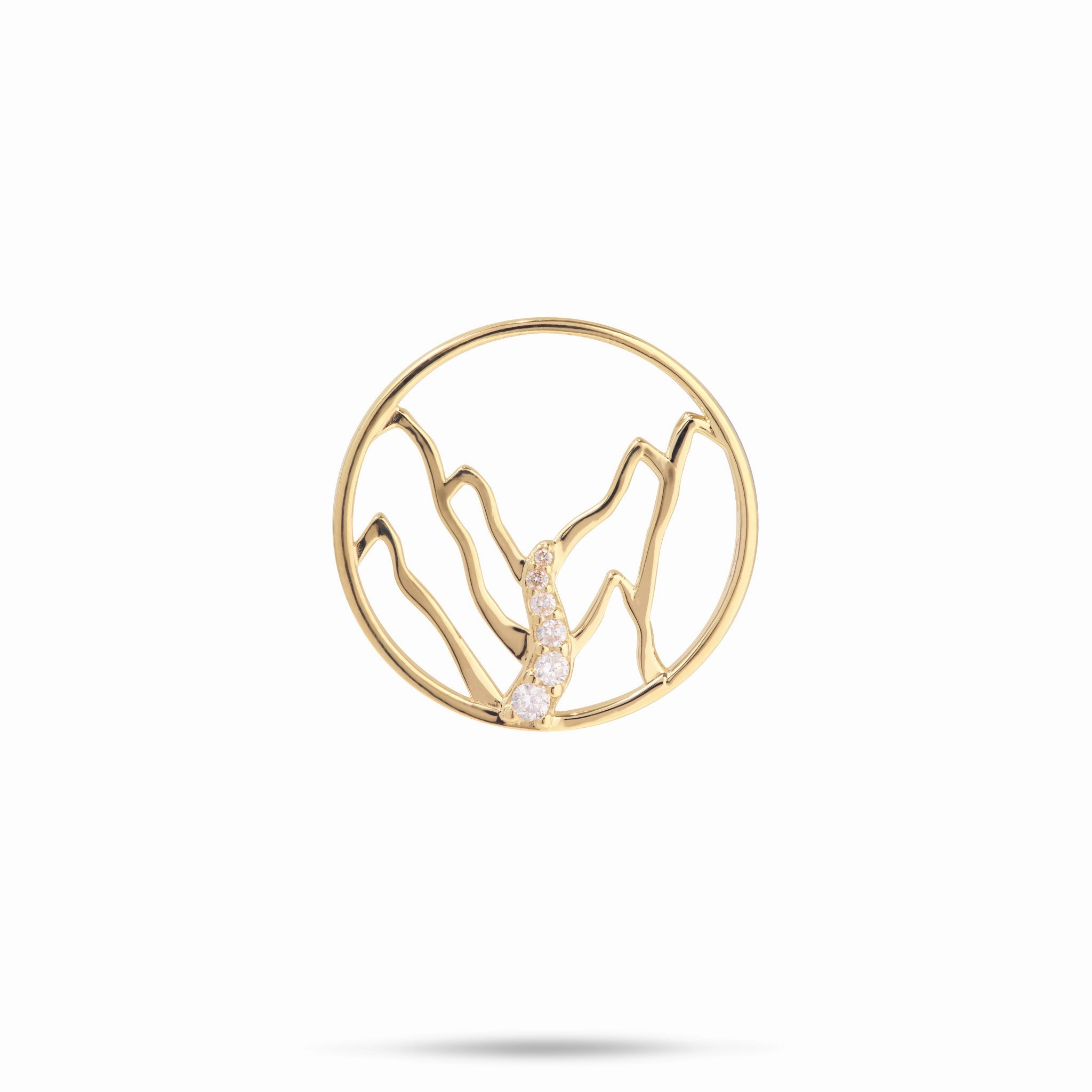 Artful Detail Ko?olau Waterfall Pendant in Gold with Diamonds - 20mm