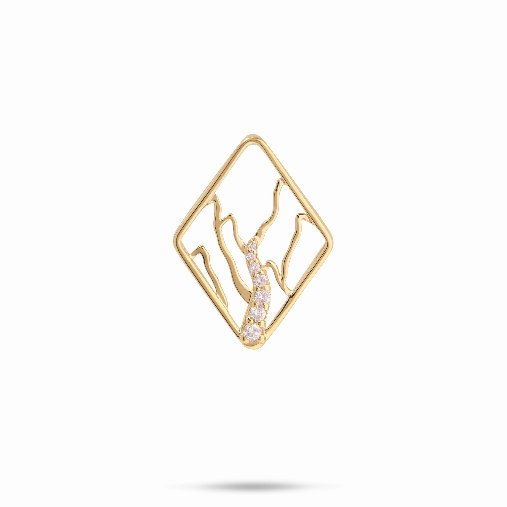Dazzling Edge Minimal Style Ko?olau Waterfall Pendant in Gold with Diamonds - 22mm