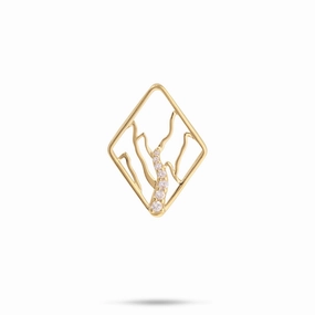 Ko?olau Waterfall Pendant in Gold with Diamonds - 22mm Natural Finish Starry Night