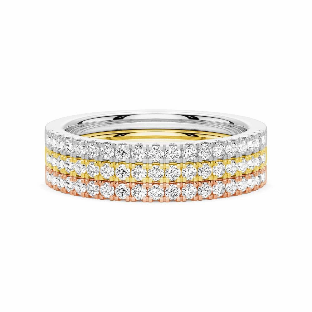 Graceful Choice Lab Grown Diamond Tri color Set of Three Stackable Bands