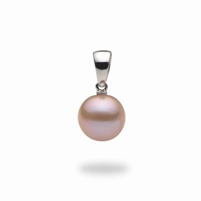 Festive Touch Holiday Style Lavender Freshwater Pearl Pendant in White Gold - 9-10mm