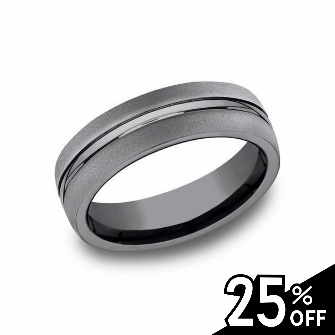 Ethnic Inspiration Comfort-Fit Tantalum Powder Wedding Band
