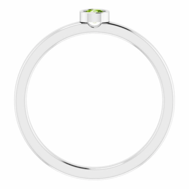 Rhodium-Plated Sterling Silver 3 mm Natural Peridot Ring Chic Appearance Fantastic Item