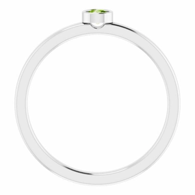 Rhodium-Plated Sterling Silver 3 mm Natural Peridot Ring Chic Appearance Fantastic Item