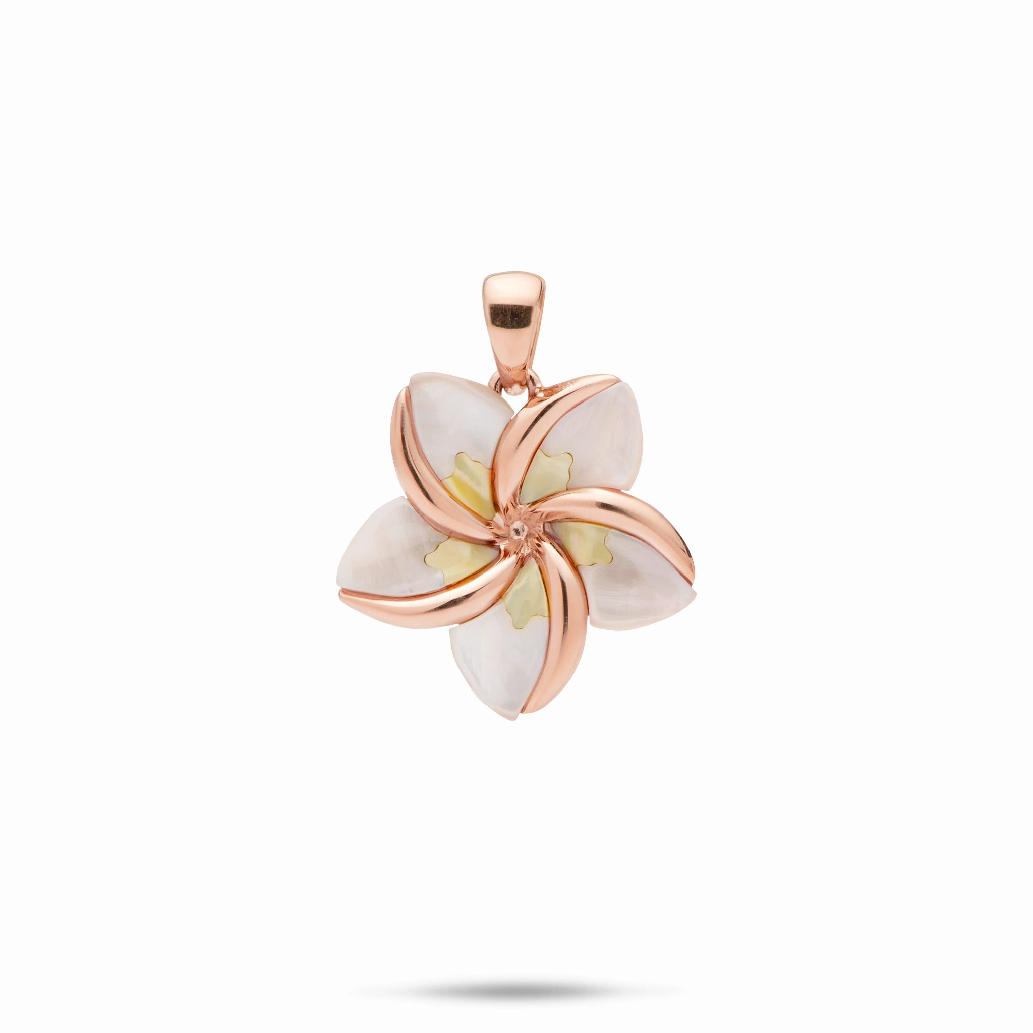 Plumeria Mother of Pearl Pendant in Rose Gold - 18mm Artful Edge Finest Finish