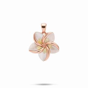 Plumeria Mother of Pearl Pendant in Rose Gold - 18mm Artful Edge Finest Finish