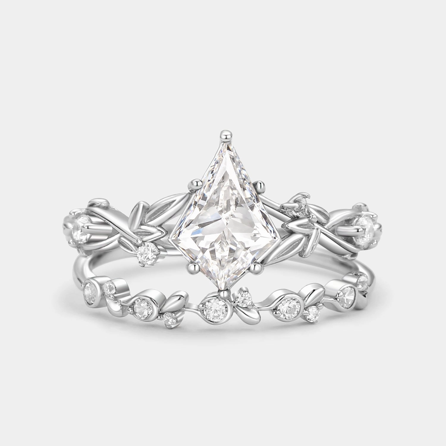 Leafy Kite Lab Grown Diamond Engagement Ring Set 2pcs- Aether Personal Jewelry Seasonal Favorite
