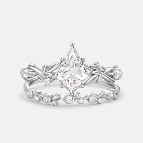 Leafy Kite Lab Grown Diamond Engagement Ring Set 2pcs- Aether Personal Jewelry Seasonal Favorite