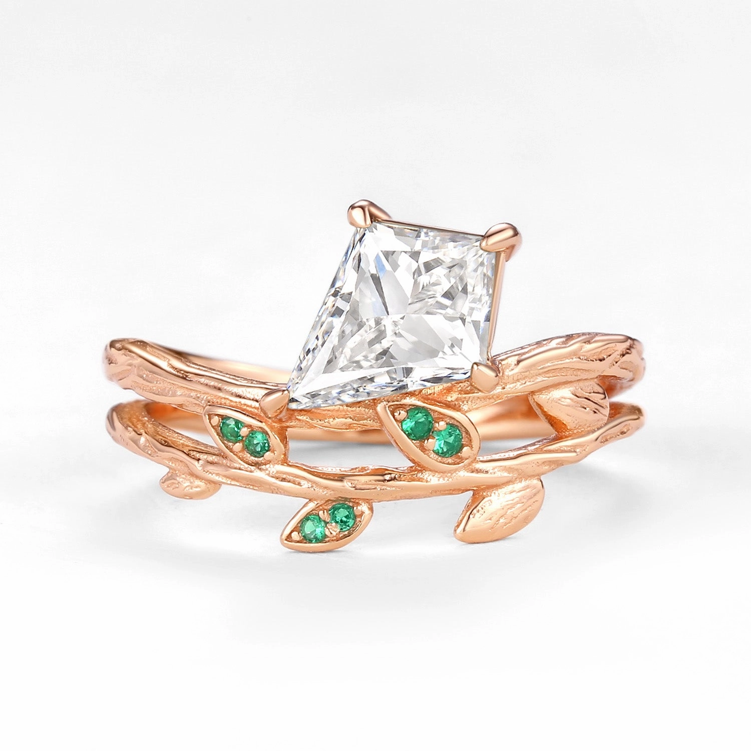 Leafy Kite Lab Grown Diamond Engagement Ring Set 2pcs- Aether Ornate Ornament