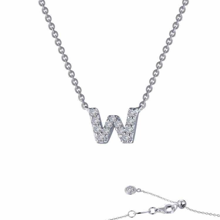 Minimal Sparkle Formal Style Letter W Pendant Necklace