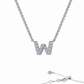 Minimal Sparkle Formal Style Letter W Pendant Necklace