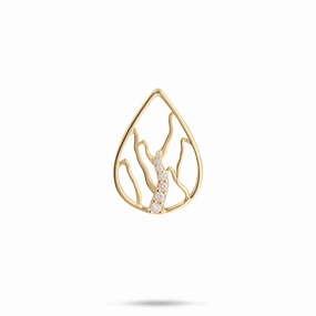 Ko?olau Waterfall Pendant in Gold with Diamonds - 21mm Camera Focus