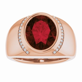 Emotional Significance Secure Expression 14K Rose Natural Mozambique Garnet & 1/8 CTW Natural Diamond Ring