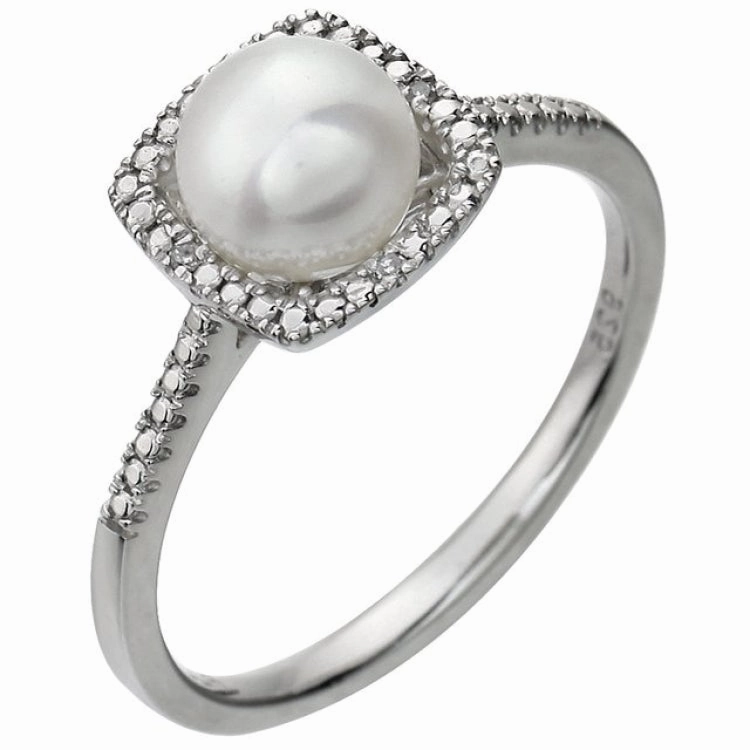 Sterling Silver Cultured White Freshwater Pearl & .01 CTW Natural Diamond Ring Versatile Jewelry