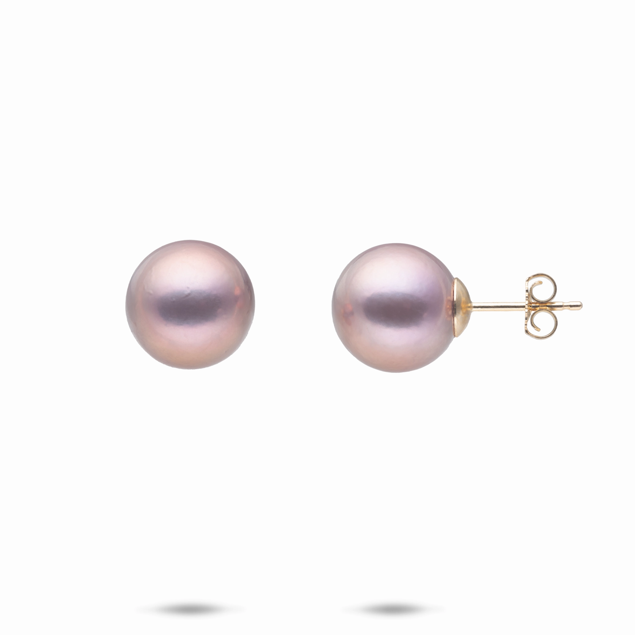 Shine Effect Vibrant Appeal Lilac Freshwater Pearl Earrings in Gold - 10-11mm