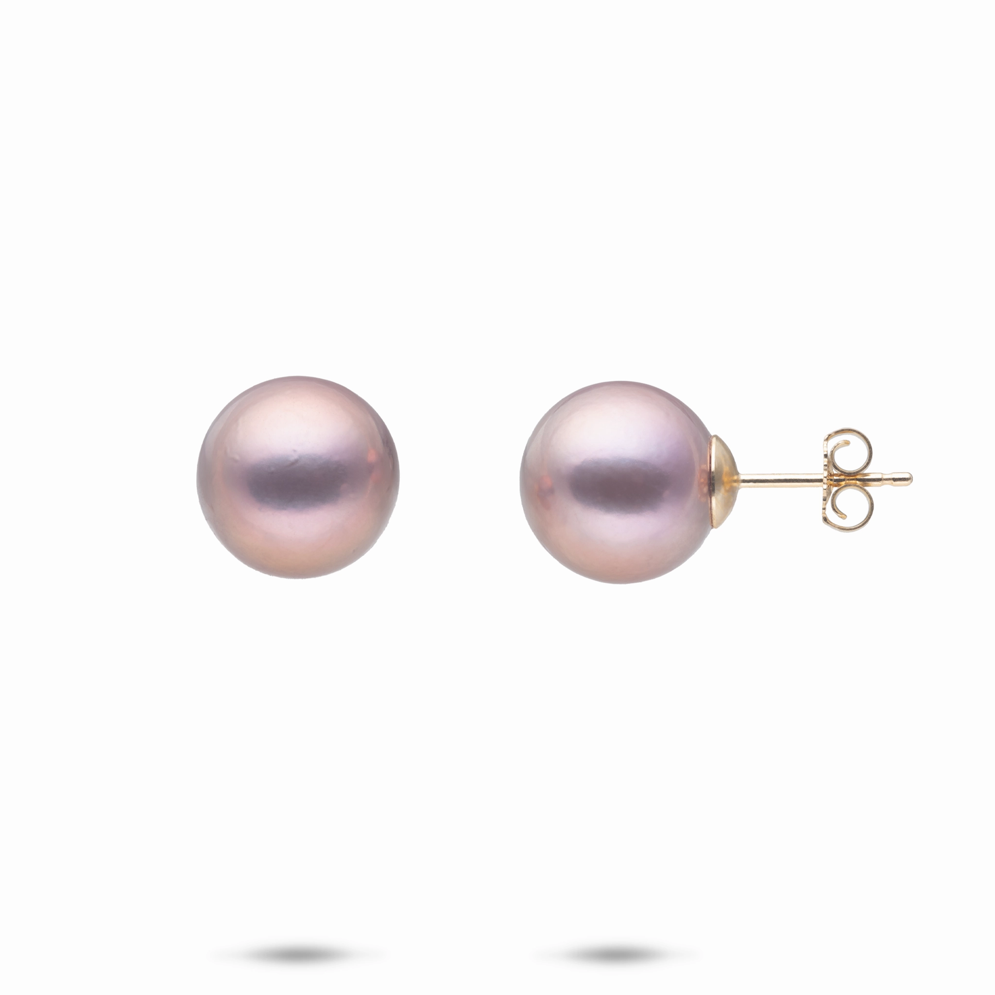 Lilac Freshwater Pearl Earrings in Gold - 10-11mm Unique Gem