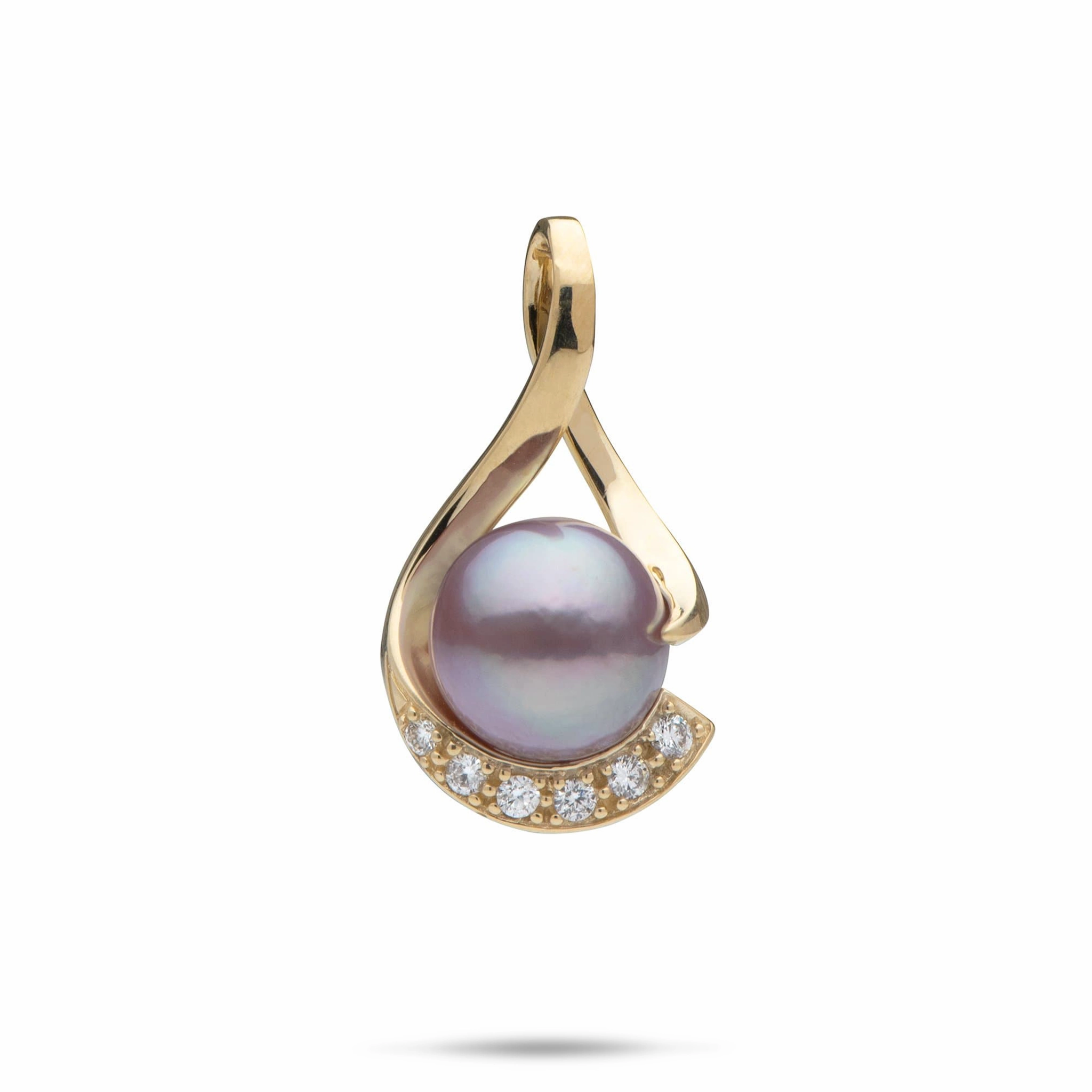 Lilac Freshwater Pearl Infinity Pendant in Gold with Diamonds - 10-11mm Minimal Mood