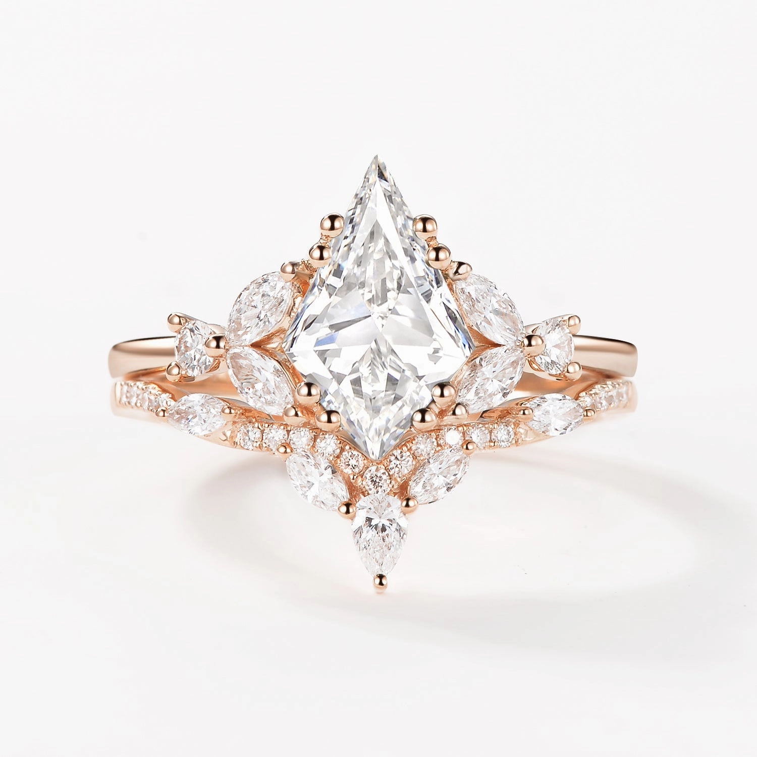 Artistic Emblem Quality Gift Lab Grown Diamond Cluster Engagement Ring Set 2pcs