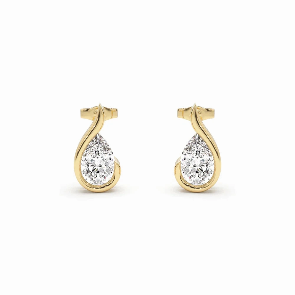 Liquid Curve Teardrop Lab Grown Diamond Studs Sparkling Touch