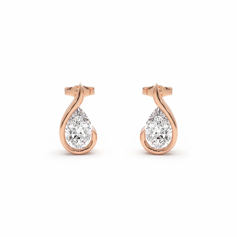 Liquid Curve Teardrop Lab Grown Diamond Studs Understated Style Classic Appeal