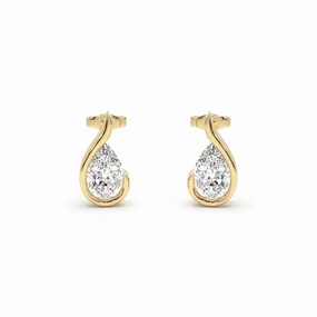 Liquid Curve Teardrop Lab Grown Diamond Studs Sparkling Touch
