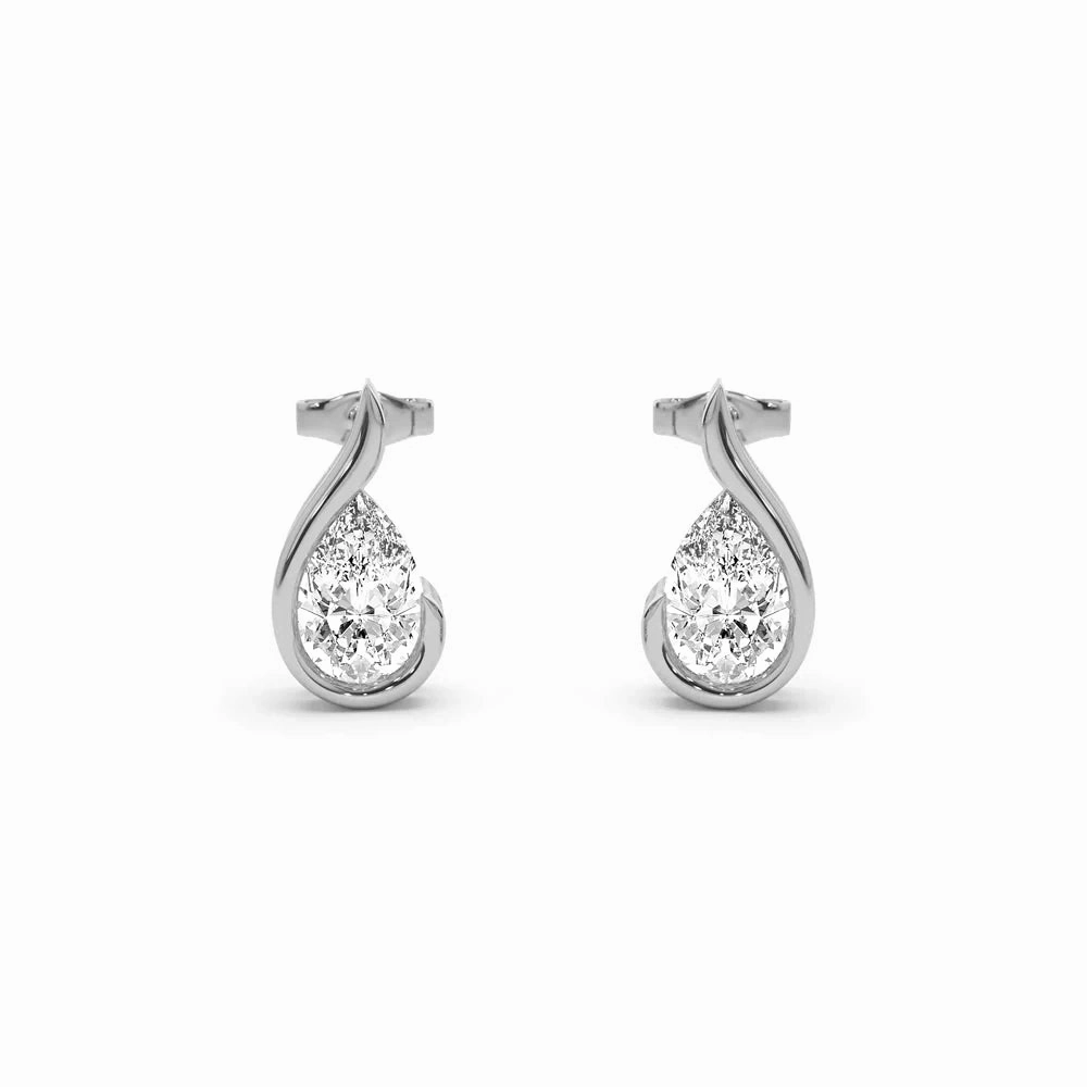 Liquid Curve Teardrop Lab Grown Diamond Studs Modern Flair Sparkling Piece
