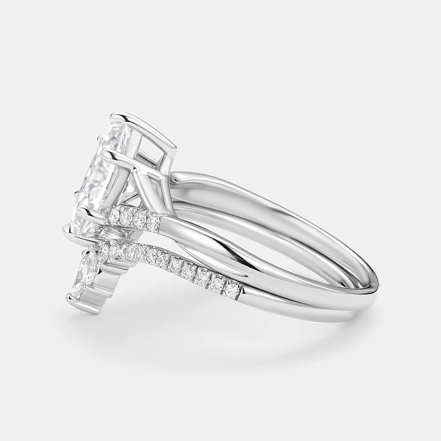 Designer Article Creative Accessory Marquise Cut Moissanite Ring Set 2pcs - Astra
