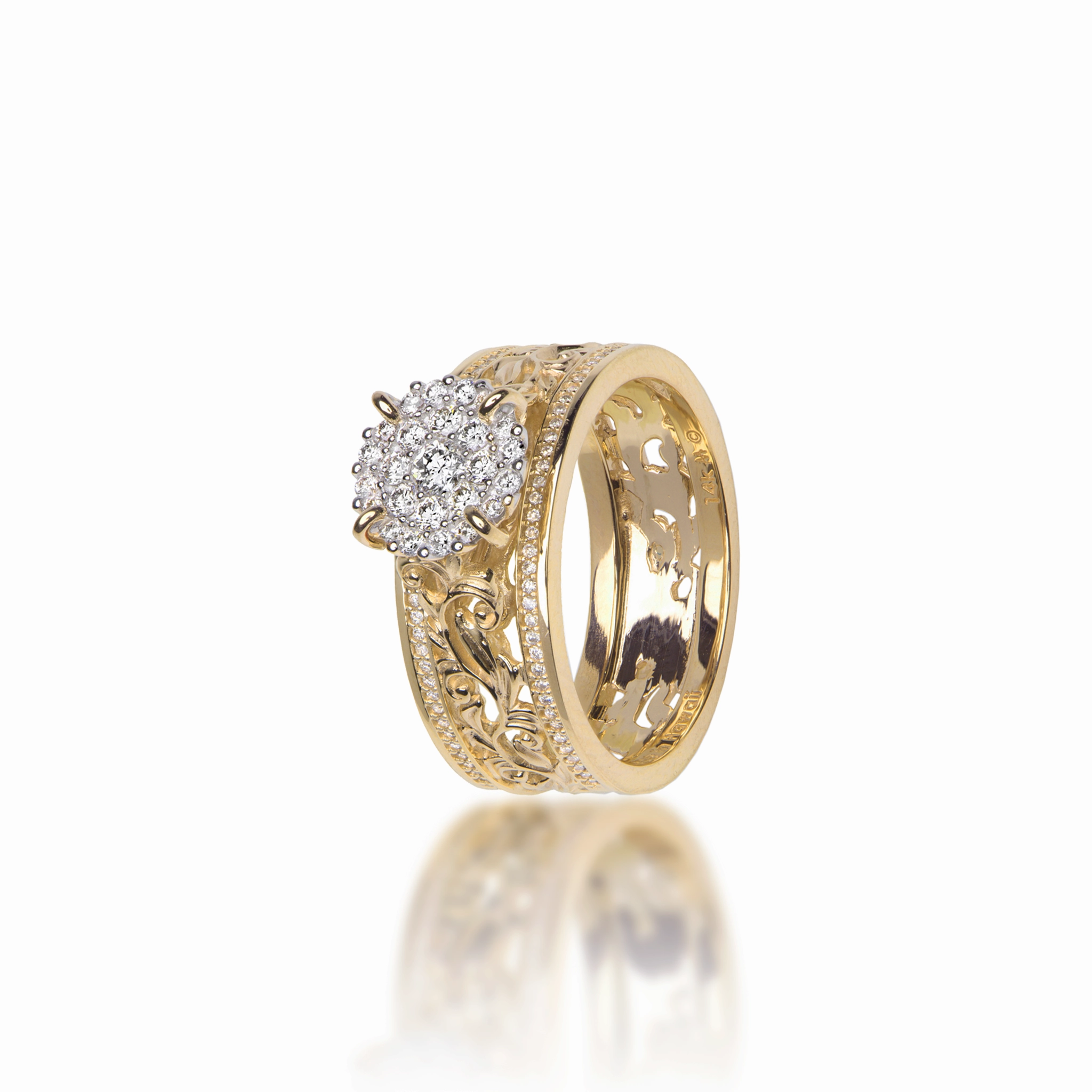 Living Heirloom Engagement Ring in Gold with Diamonds - 7mm Graceful Sparkle