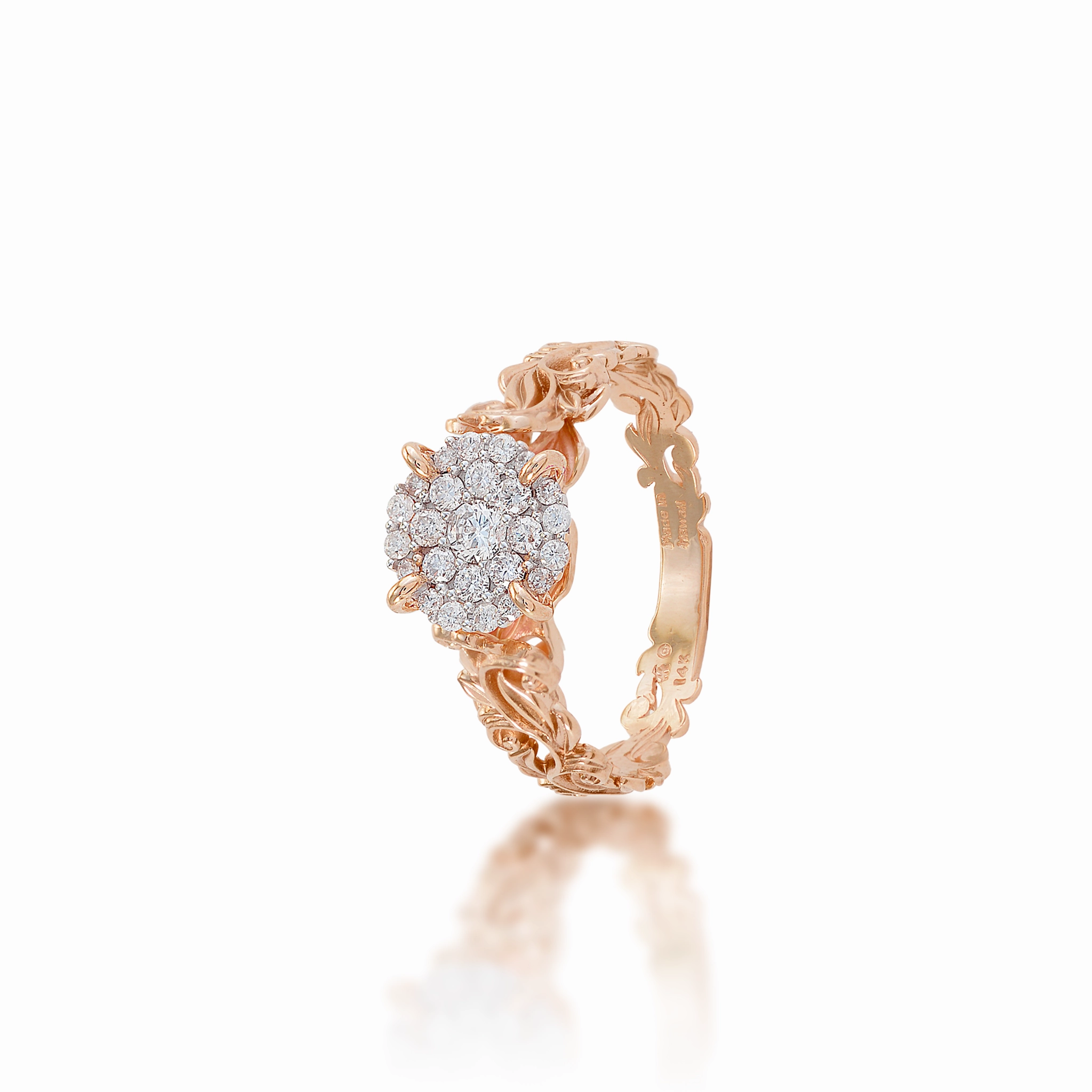 Sleek Shape Living Heirloom Engagement Ring in Rose Gold with Diamonds