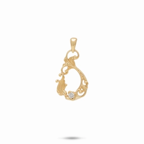 Living Heirloom Mermaid Pendant in Gold with Diamonds - 19mm Crisp Detail