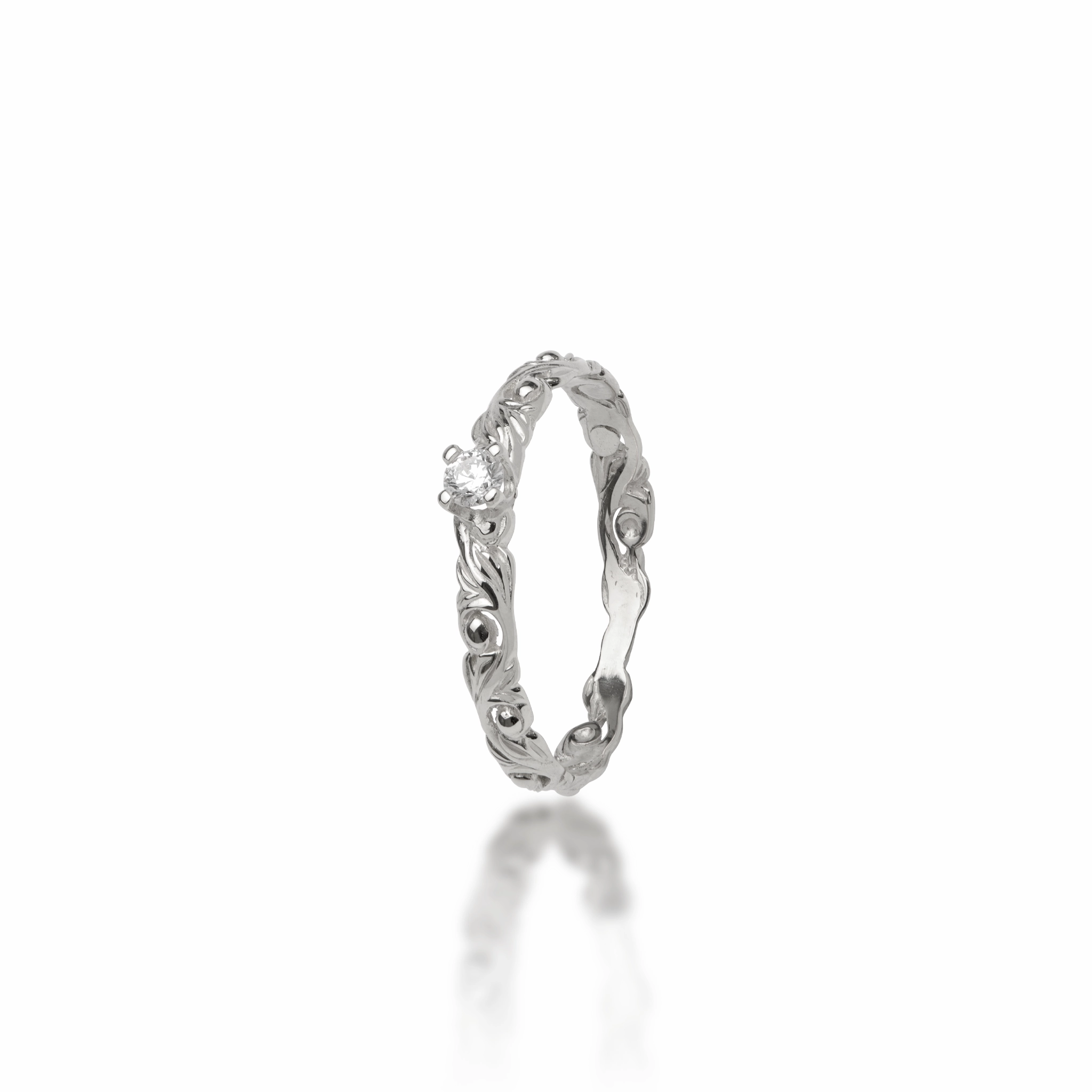 Weekend Look Living Heirloom Ring in White Gold with Diamonds - 3mm