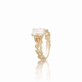 Living Heirloom Solitaire Lab Grown Diamond Engagement Ring in Gold Textured Finish Fine Detailing