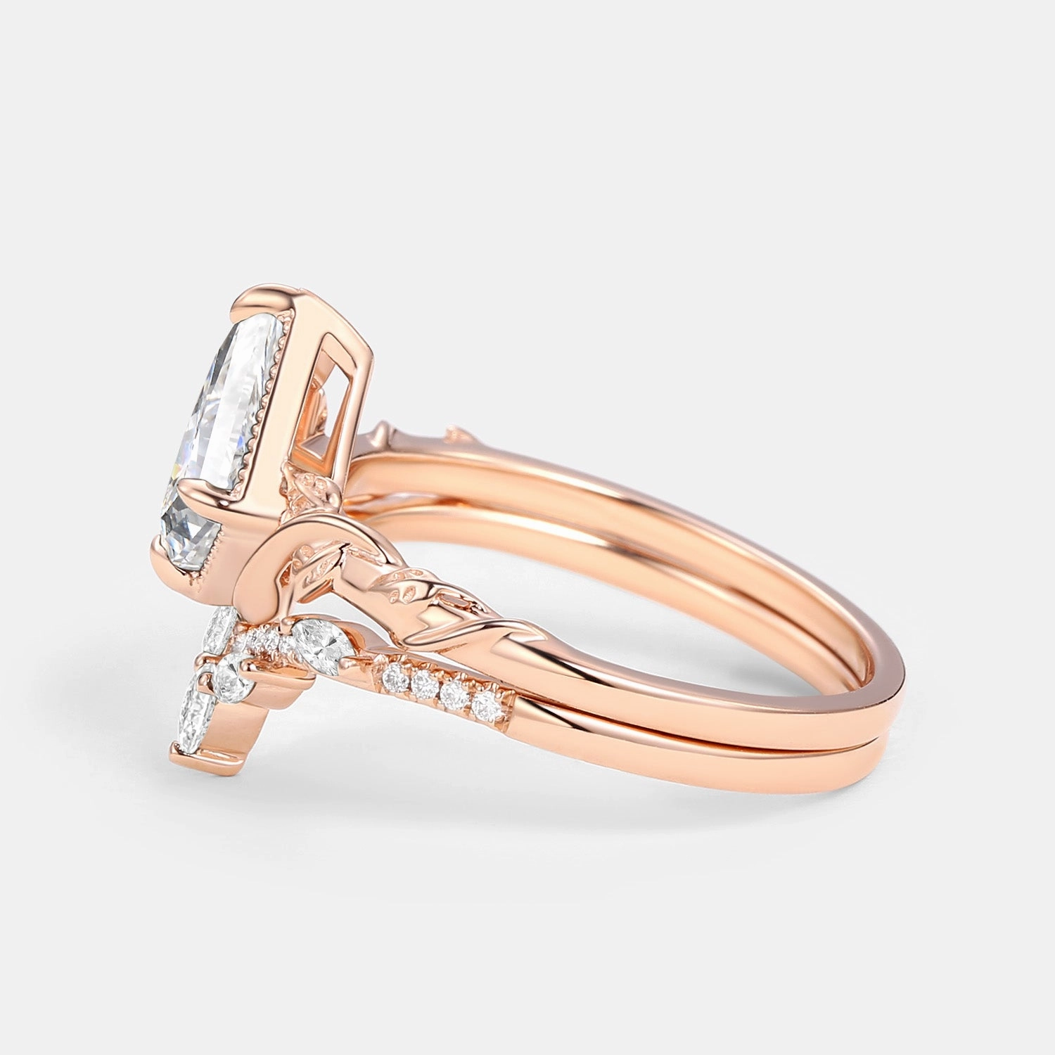 Kite Lab Grown Diamond Leafy Ring Set 2pcs - Lark Daily Contour Traditional Bauble