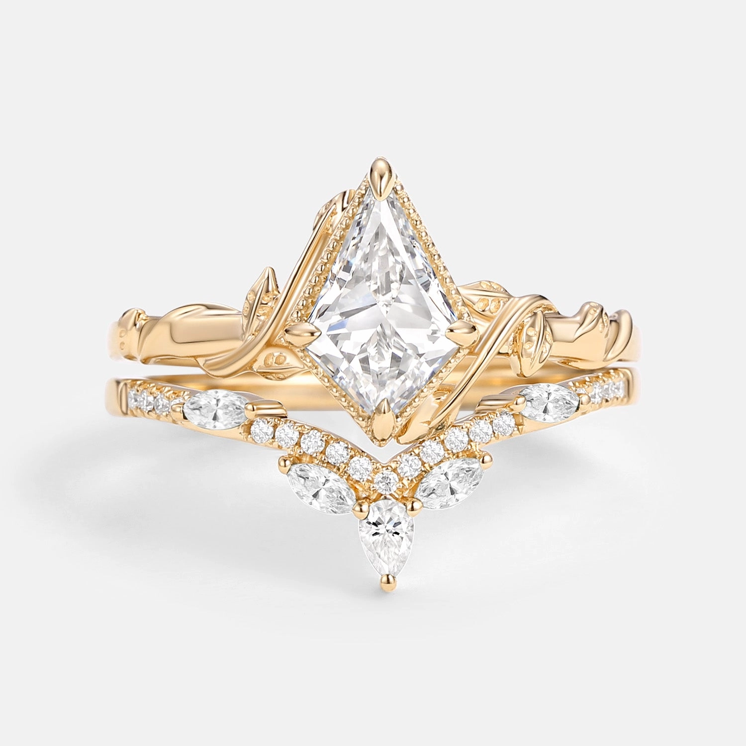 Affordable price Kite Lab Grown Diamond Leafy Ring Set 2pcs - Lark