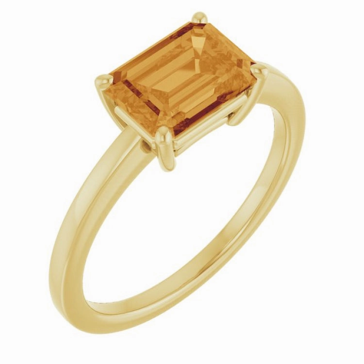 14K Yellow Natural Citrine Ring Dramatic Detail Meaningful Expression