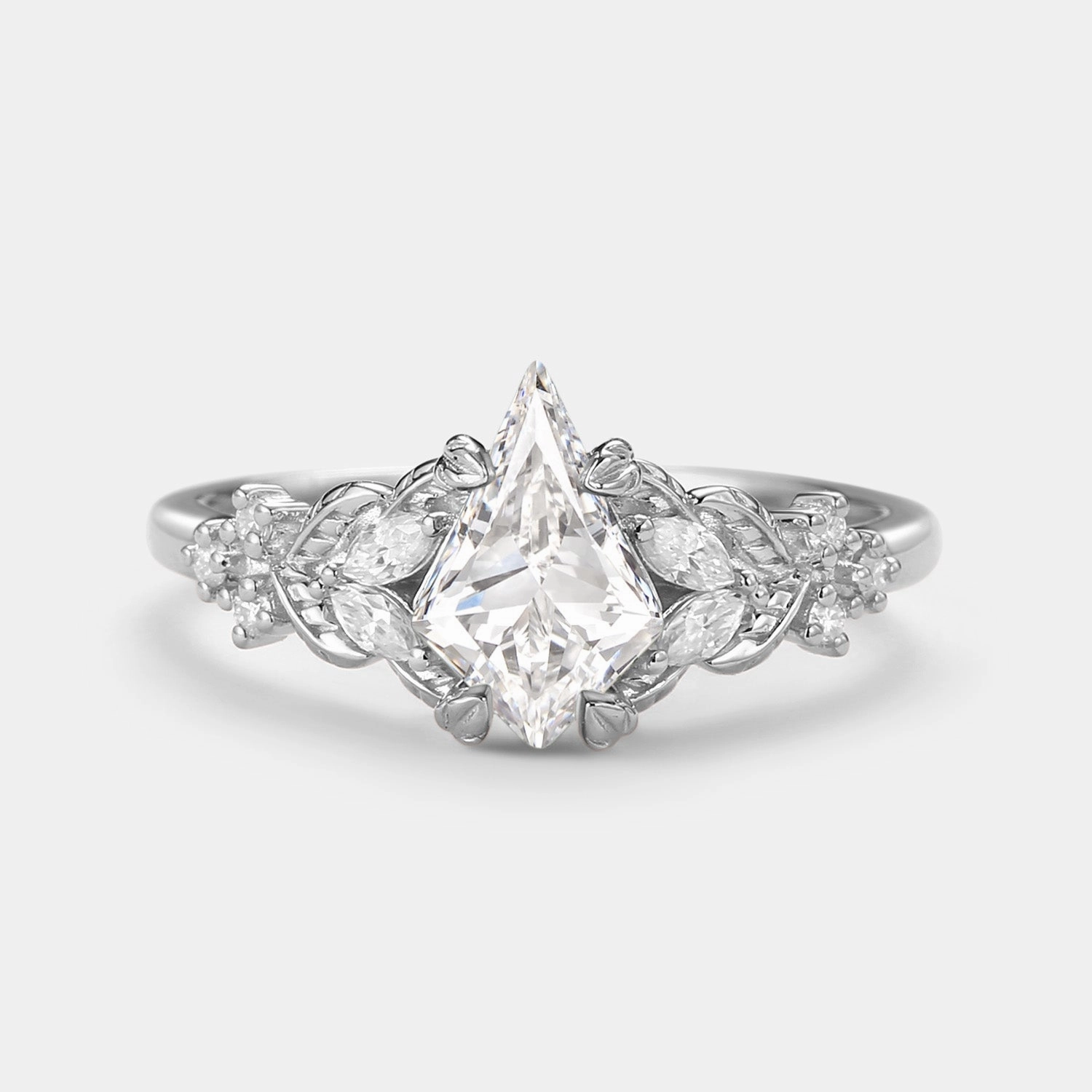 Kite Leafy Lab Grown Diamond Engagement Ring - Frond Minimalist Mark