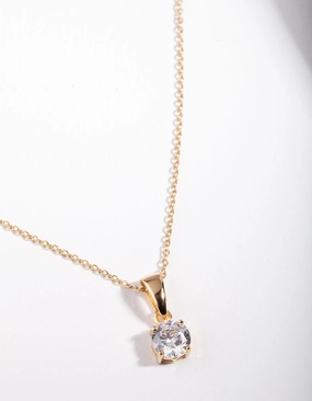 understated look Textured Feature Gold Plated Sterling Silver 1 Carat Cubic Zirconia Necklace