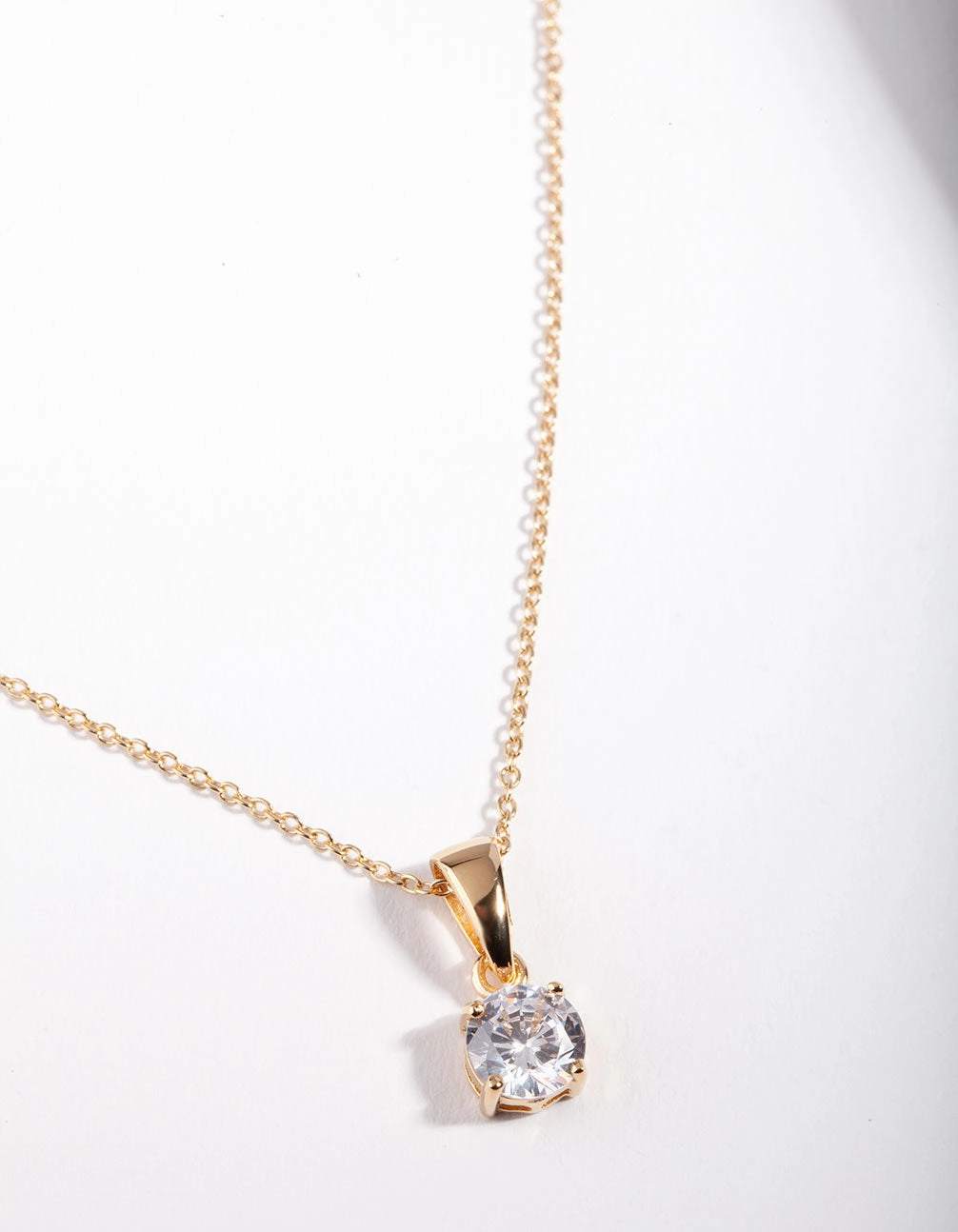 understated look Textured Feature Gold Plated Sterling Silver 1 Carat Cubic Zirconia Necklace