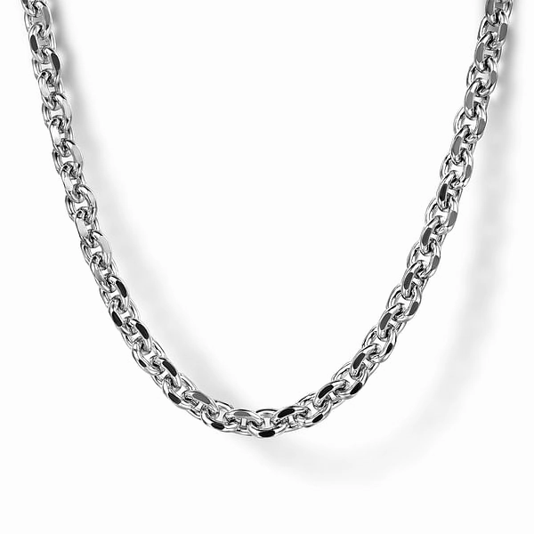 Chic Layer 22" 925 Sterling Silver Solid Men's Link Chain Necklace