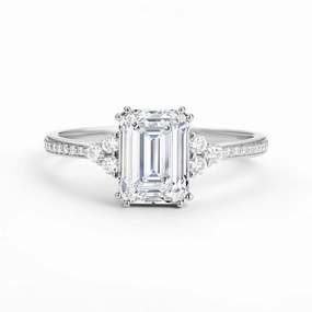 Playful Shine Romantic Gift Classic Emerald Cut Moissanite Cluster Engagement Ring