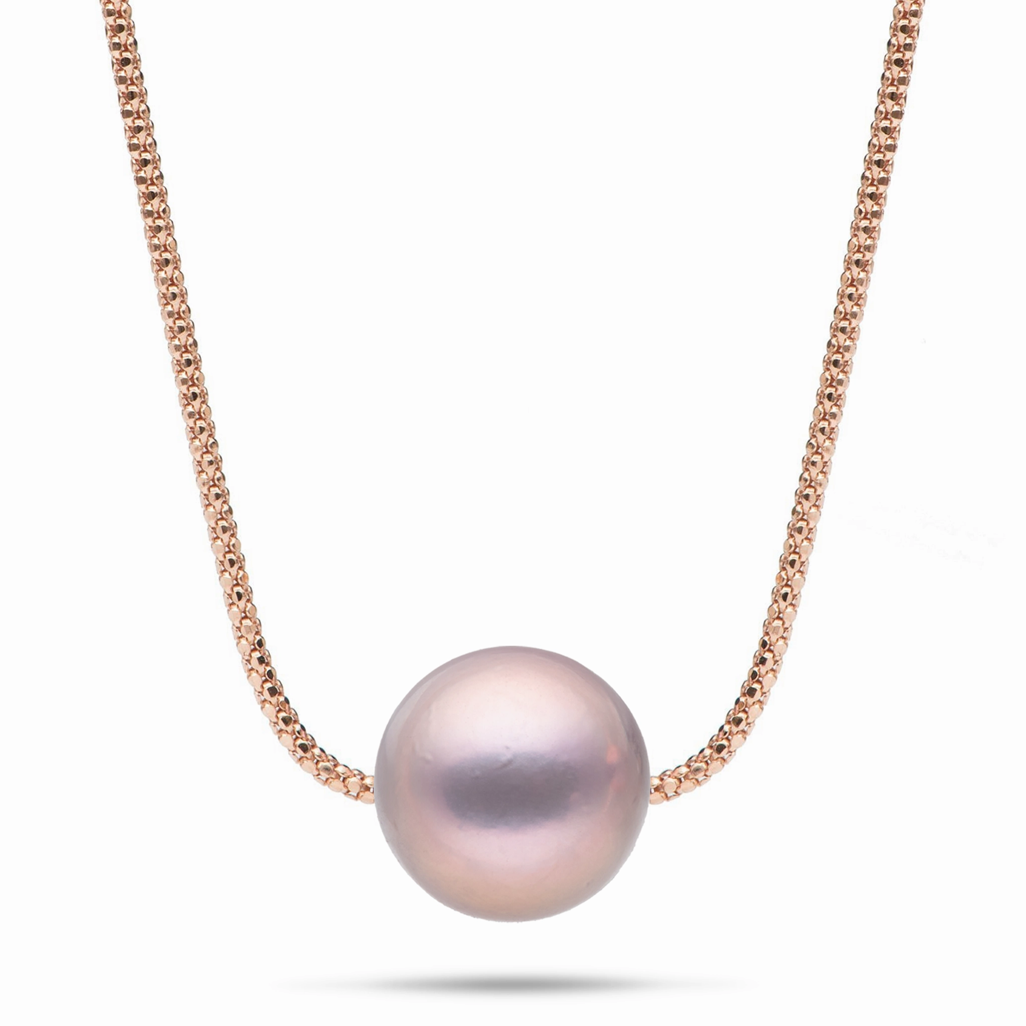 16-18" Adjustable Freshwater Lilac Pearl Necklace in Rose Gold - 13-14mm Bridal Collection