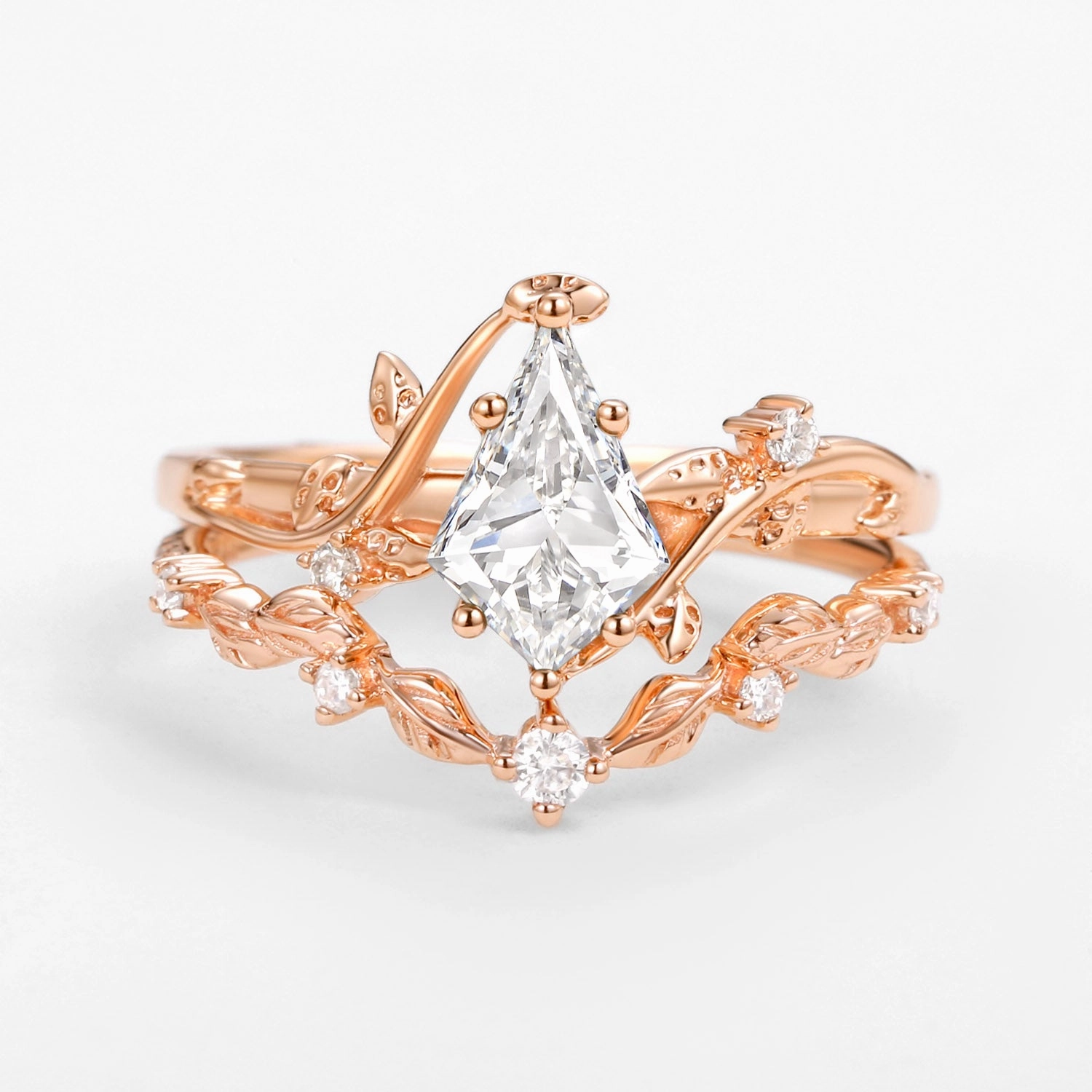 Gift Pack Universal Gift Vine Leafy Kite Lab Grown Diamond Leafy Engagement Ring Set 2pcs - Ashley