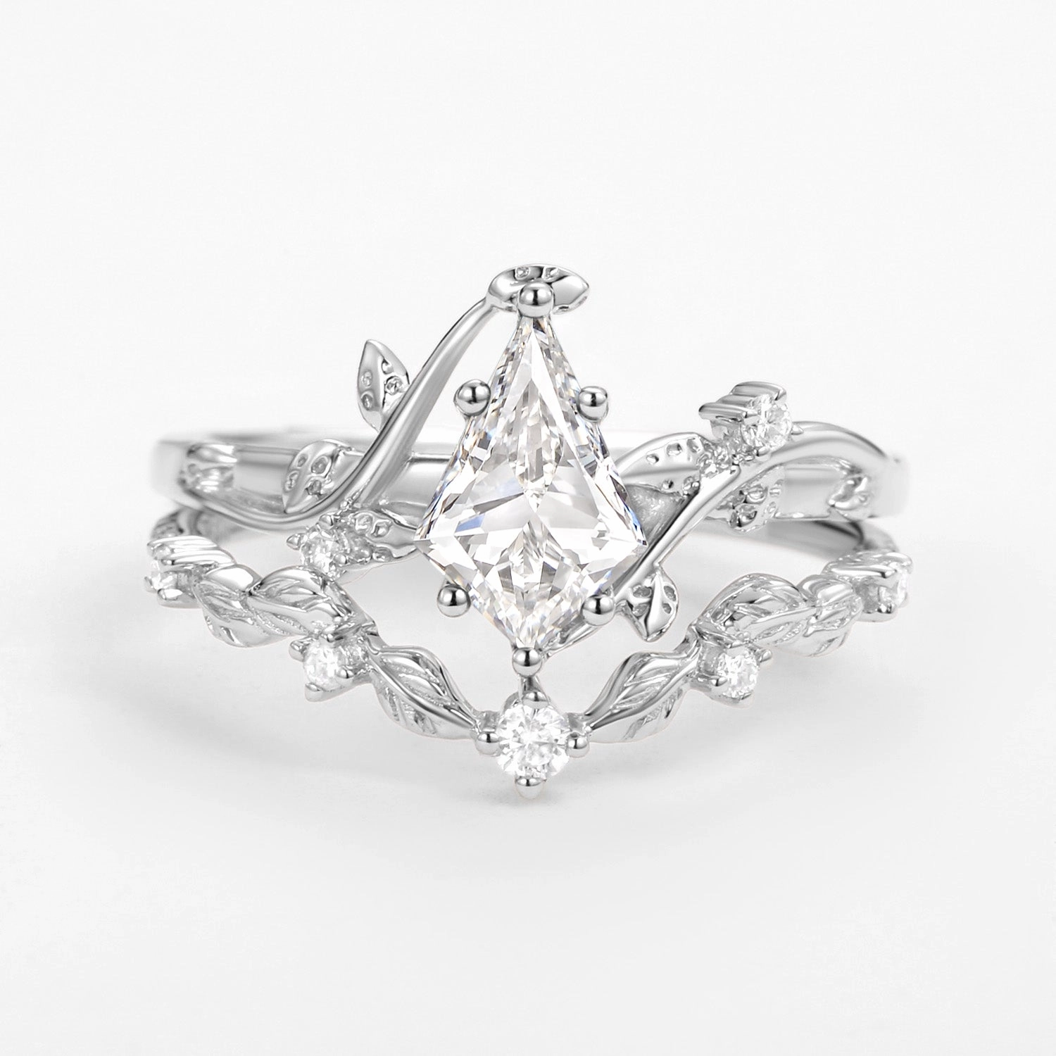 Vine Leafy Kite Lab Grown Diamond Leafy Engagement Ring Set 2pcs - Ashley Numbered Edition New Style