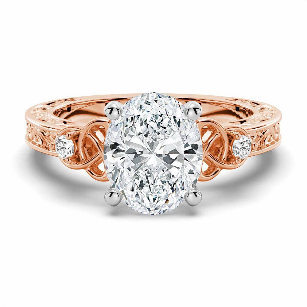 Glossy Touch Weekend Glam Vintage Celtic Knots Design Oval Moissanite Engagement Ring