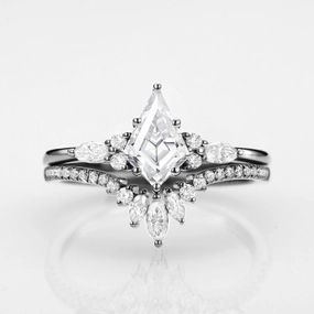 Black Gold Kite Cut Moissanite Ring Set 2pcs - Rebecca Office Chic