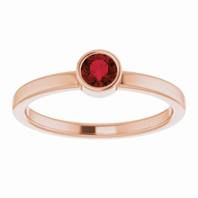 14K Rose 4 mm Natural Mozambique Garnet Ring Minimalist Token Personal Style