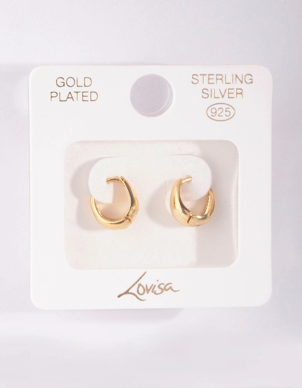 Gold Plated Sterling Silver Oval Huggie Hoop Earrings Distinctive Detailing